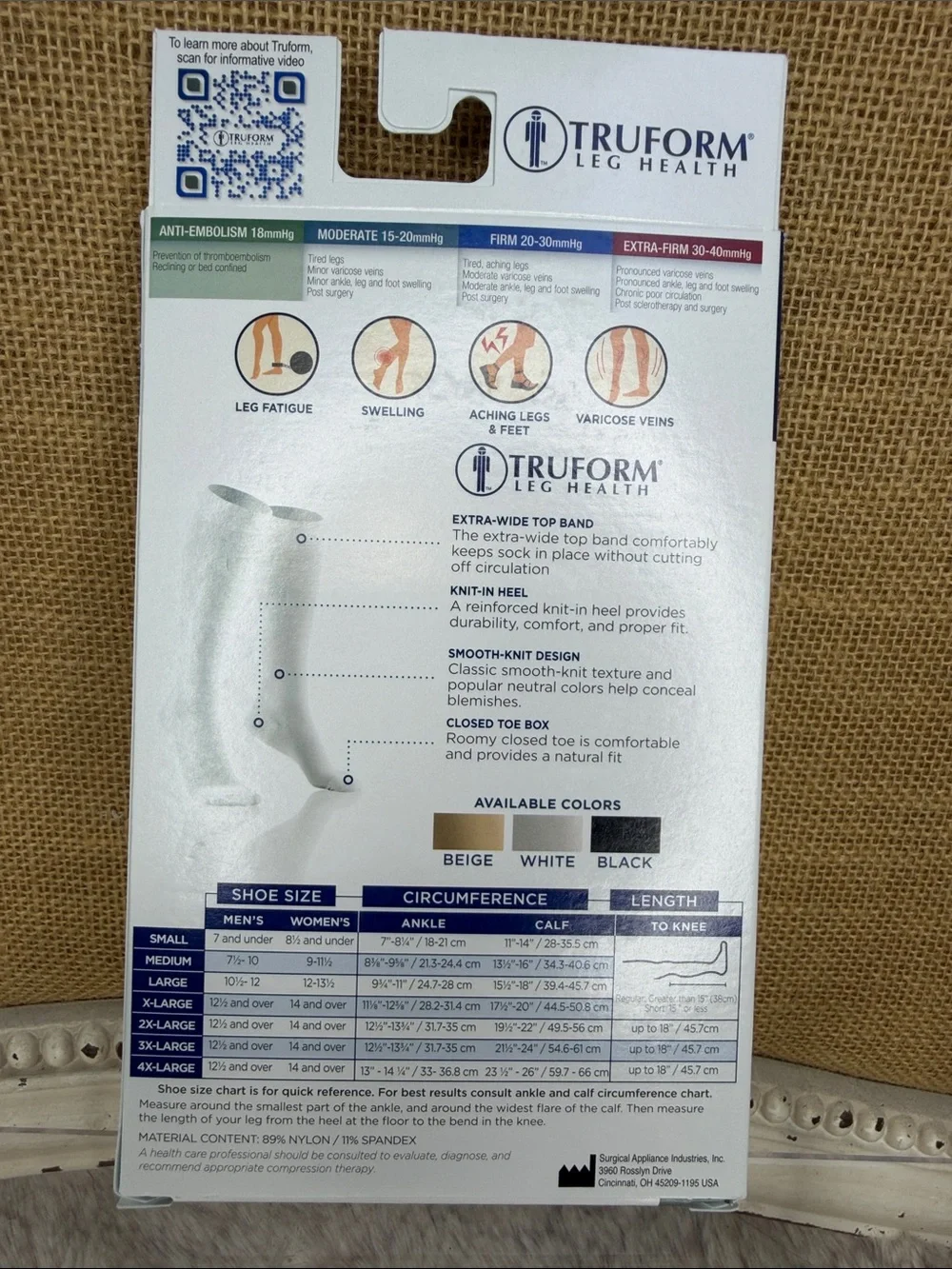 Truform Leg Health Anti-Embolism Stockings - White